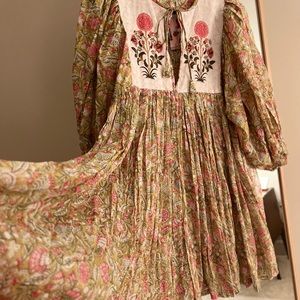 Daughters of India Kyra Mini Dress ~ Green Carnation